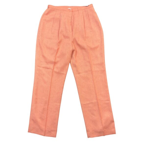 Kasper & Company ASL Pants Womens 14 Coral Elastic Pleated Front Straight Leg - Picture 1 of 8